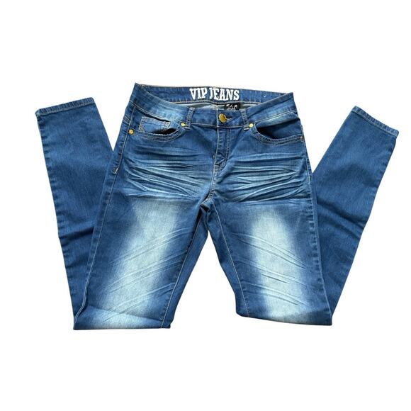 VTG VIP Jeans Women's 9 10 Stretch Distressed Jeggings Denim Jeans 90s Y2K Comfy - Picture 1 of 8